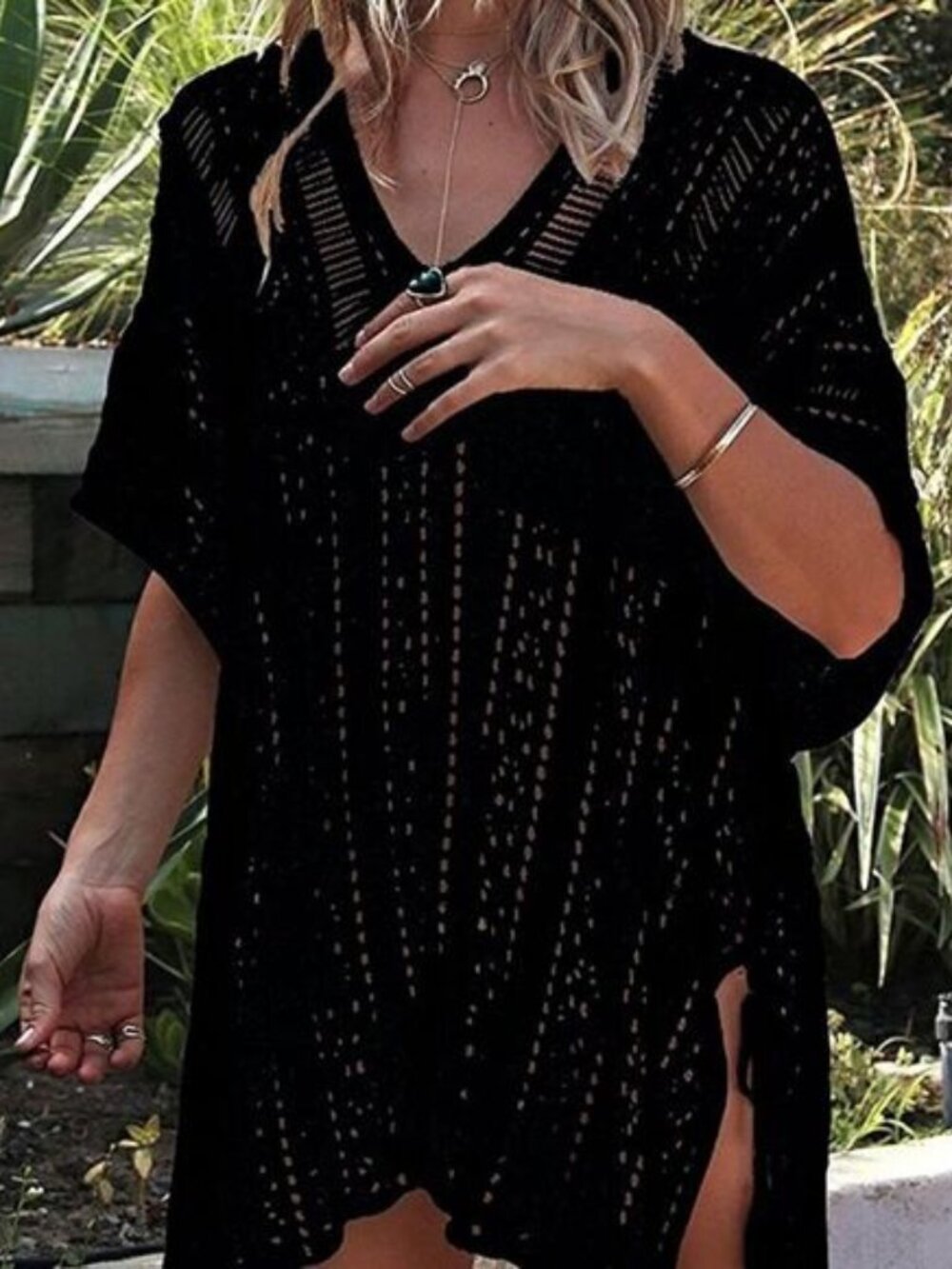 Black Crochet Beach Cover Up